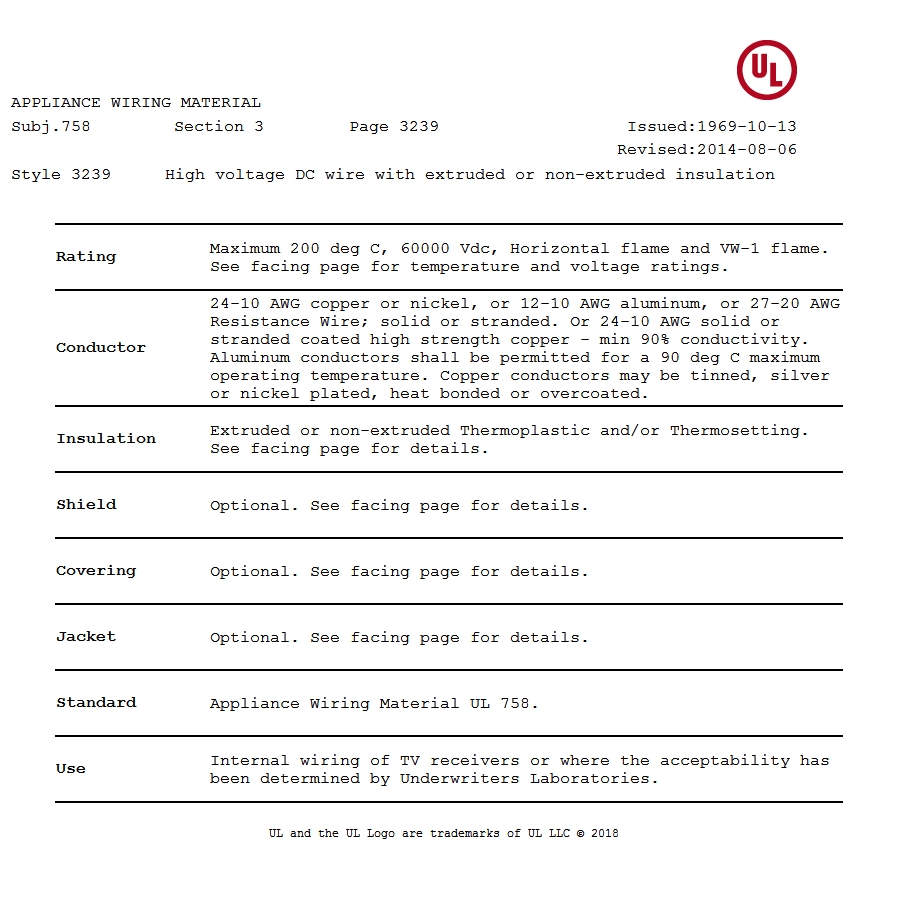 ����UL 3239 ��ѹ�轺������֤���� 